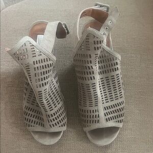 Halogen Light Gray Suede Cutout Wedge Sandals